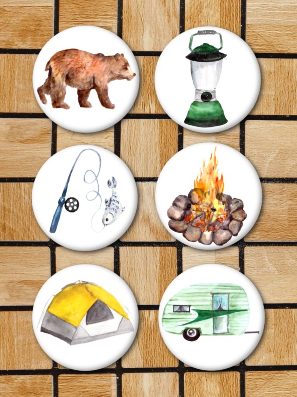 Camping Fridge Magnets Set Of 6 Metal Magnets Home Office Kitchen Camper